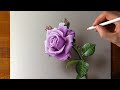 How to draw a purple rose  time lapse long version