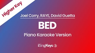 BED - Joel Corry, RAYE, David Guetta - Piano Karaoke Instrumental - Higher Key