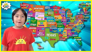 learn 50 united states of america name with capitals for kids and abbreviation of usa