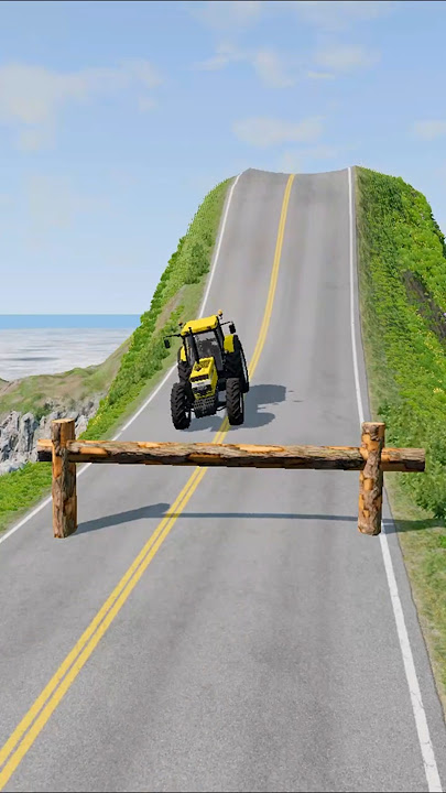 Semi Truck & City Buses vs Logs Trap - BeamNG.Drive #shorts #beamngdrive #14 #bus