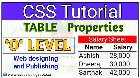 O LEVEL Web designing M2 R5 | HTML CSS Table | CSS Table properties in hindi Table properties in css