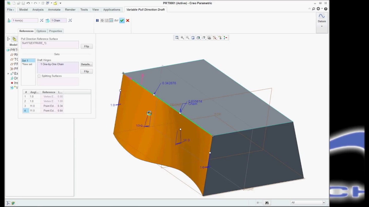Creo   Draft and Variable Draft, knowing the difference
