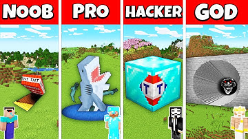 Minecraft Secret Trap Base Build Challenge - Noob vs Pro vs Hacker vs God Animation