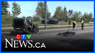 80-year-old sent to hospital after vehicle rollover on Lakeshore Drive in Barrie, Ont.