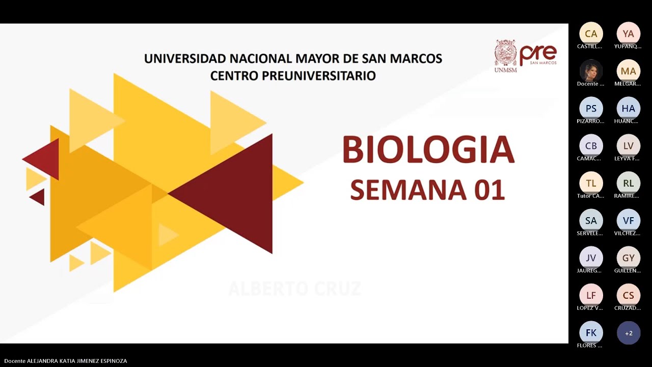 Biología - Semana 01 - Pre San Marcos Ciclo Escolar 2025 (Nuevo Ciclo)