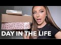 day in the life of a full time content creator | errands, GRWM, opening PR boxes + more!
