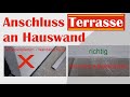 Terrassenanschluss aus Edelstahl zwischen Terrassenplatten oder Pflaster und Hauswand