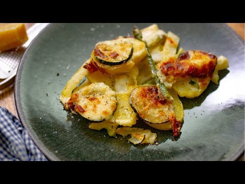 Zucchiniauflauf mit Schafskäse/Firinda beyazpeynirli kabak/meinerezepte. 