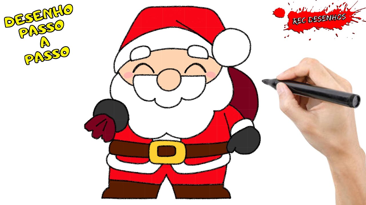 Como desenhar um Papai Noel de Natal fácil | Como desenhar e colorir ...