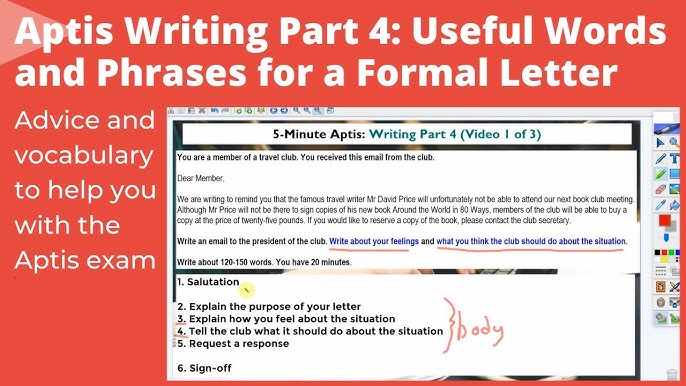 Aptis Writing Part 4: Useful Words And Phrases For A Formal Letter - Youtube