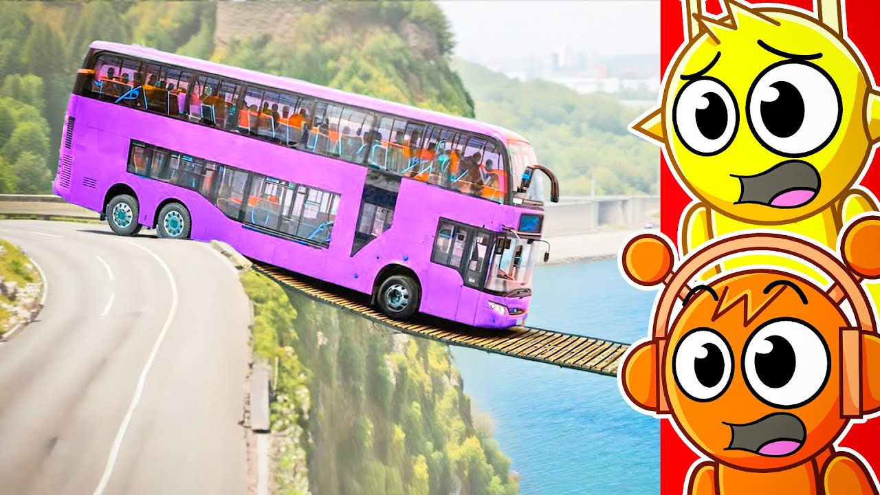 Реакция на испытание «Автомобили против подвесного моста»! (BeamNG Drive)