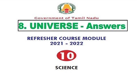 Refresher Course module answers Class 10 Science Unit 8 Universe Englishmedium| 10th std Science