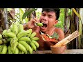 Eating Banana Green with spicy chili & lemon | Boy Tapang🍌🥵🌶️