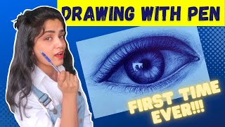How To Draw Using Ballpoint Pen | Step By Step Tutorial For Realistic Eye Sketching | IN HINDI