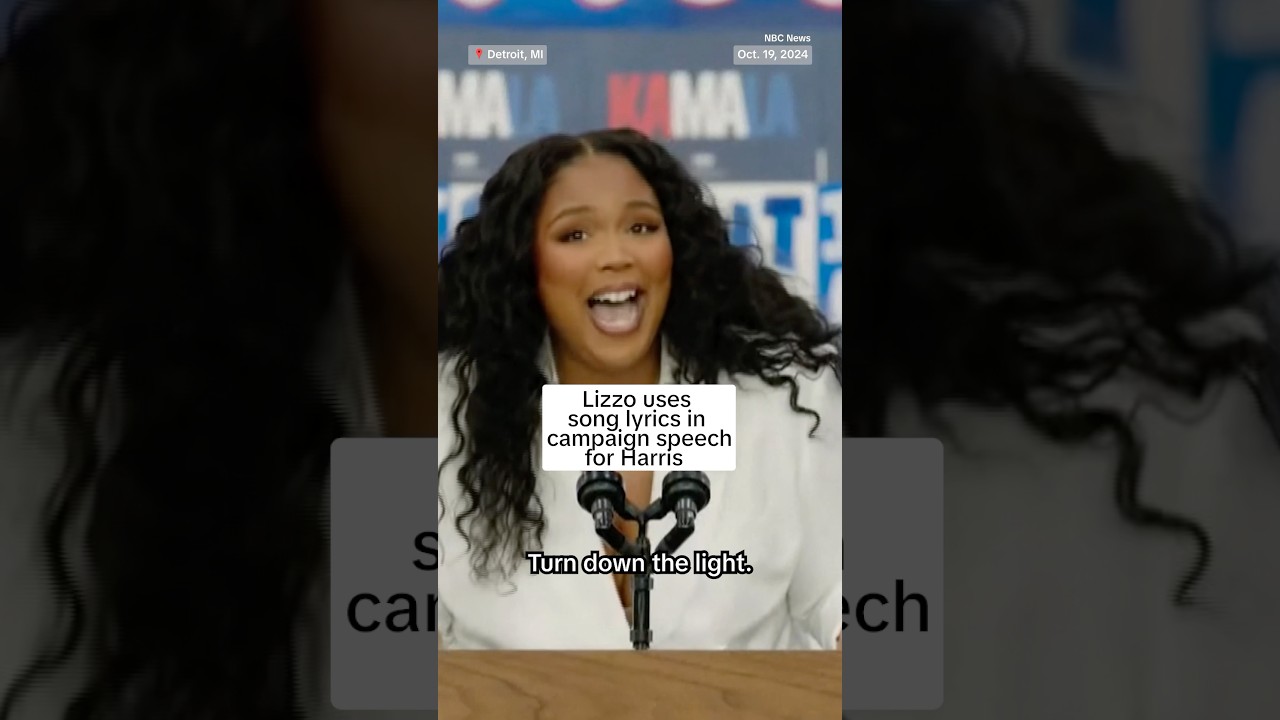 Lizzo uses song lyrics in campaign speech for Harris