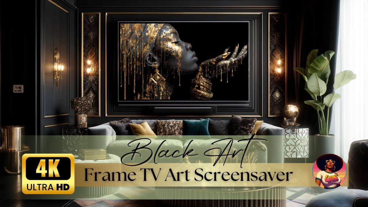 Luxury BLACK & Gold Afrocentric WALL ART | 4k Frame TV Art | 2HR | 