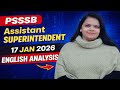 PSSSB Assistant SUPERINTENDENT Exam held on 17 JAN 2026—Complete Exam Analysis ENGLISH