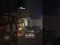 Construction vehicles with Egyptian flags drive inside Gaza Strip