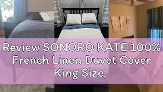 Review SONORO KATE 100% French Linen Duvet Cover King Size, Soft Breathable for Hot Sleepers, Moistu