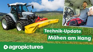 Mähen am Hang mit Lindner Lintrac 100 und Pöttinger NOVACAT F 3100 alpin | Traktortechnik am Freitag