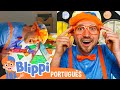 Blippi Aprende Sobre Luzes e Cores! 🚨 1 HORA DO BLIPPI BRASIL! 🟠 Vídeos Educativos para Crianças