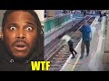 Woman pushed onto subway track.