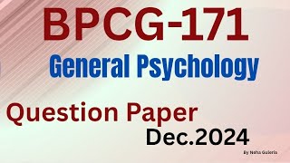 BPCG -171 Previous year question paper !! Dec.2024 #igno#exam#psy