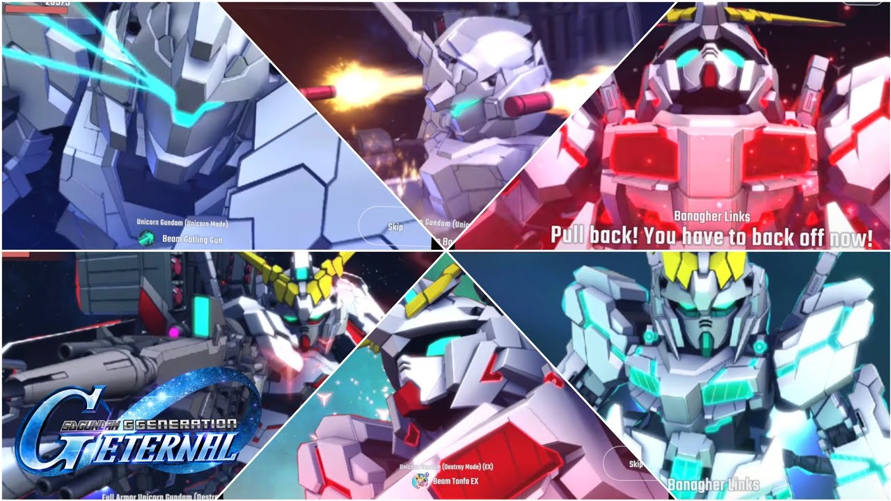 Unicorn Gundam All Forms & Attack Animatios | SD Gundam G Generation Eternal