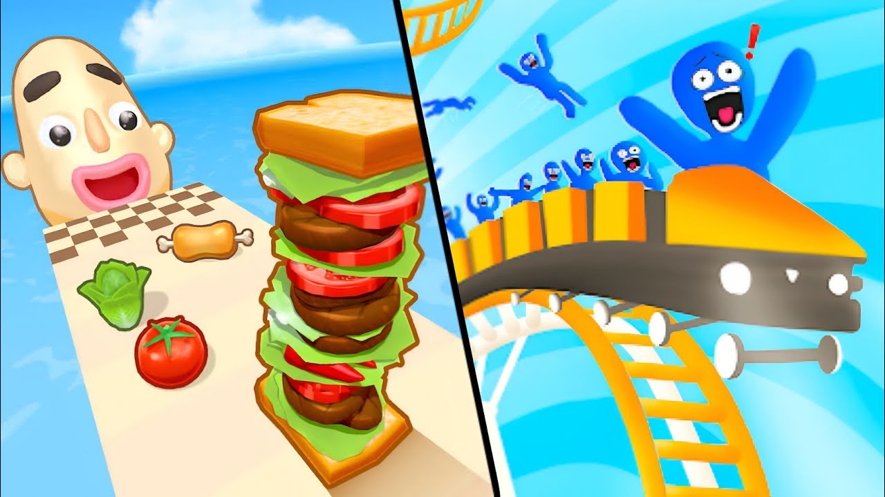 Sandwich Runner Game VS Roller Coaster Run 3d Game_All Level Up In Android Gameplay iOS