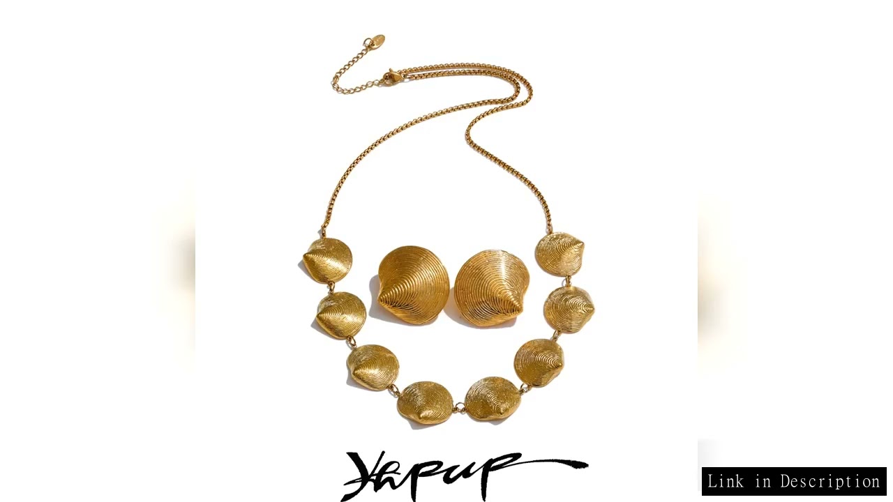 Yhpup Shell Gold Color Waterproof Plated Stainless Steel Earrings Necklace Jewelry Statement Trendy