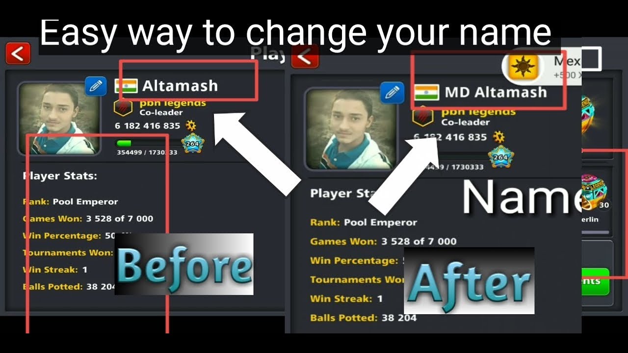 How to change Facebook or Miniclip I'd name in 8 Ball pool - 