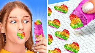 RAINBOW DIY SCHOOL SUPPLIES || Awesome Drawing & Art Tricks For School By 123 GO Like!