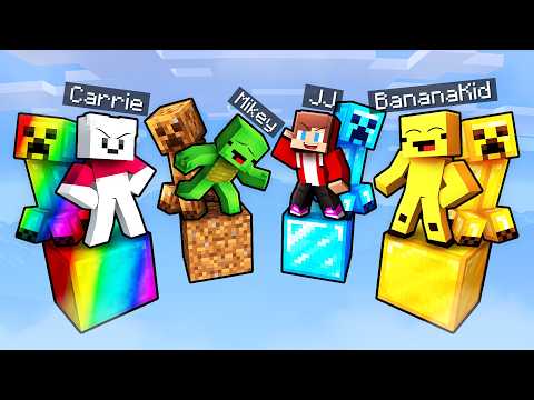 JJ and Mikey vs Friends: CREEPER ONE BLOCK BATTLE in Minecraft...