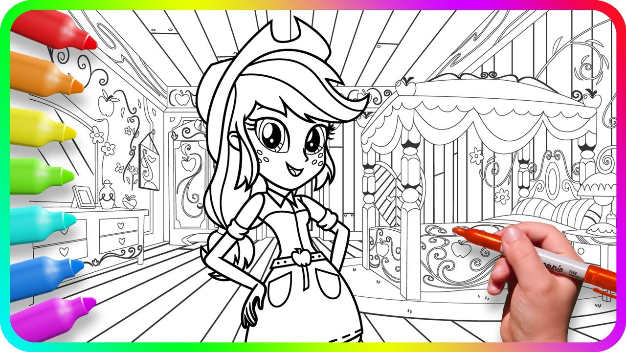Coloring Pages EQUESTRIA GIRLS - Applejack's room. How to draw My ...