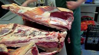 Breaking down of a fore quarter of beef