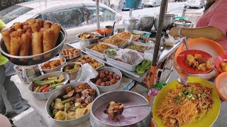 炒米粉猪肉丸薄饼鸡蛋薏米糖水槟城道地街头美食档早餐 Penang local food stalls fried bee hoon meatballs breakfast
