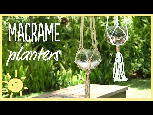 modern macrame plant hanger Macrame Plant Hanger with Brass Hexagon Frame main image 1