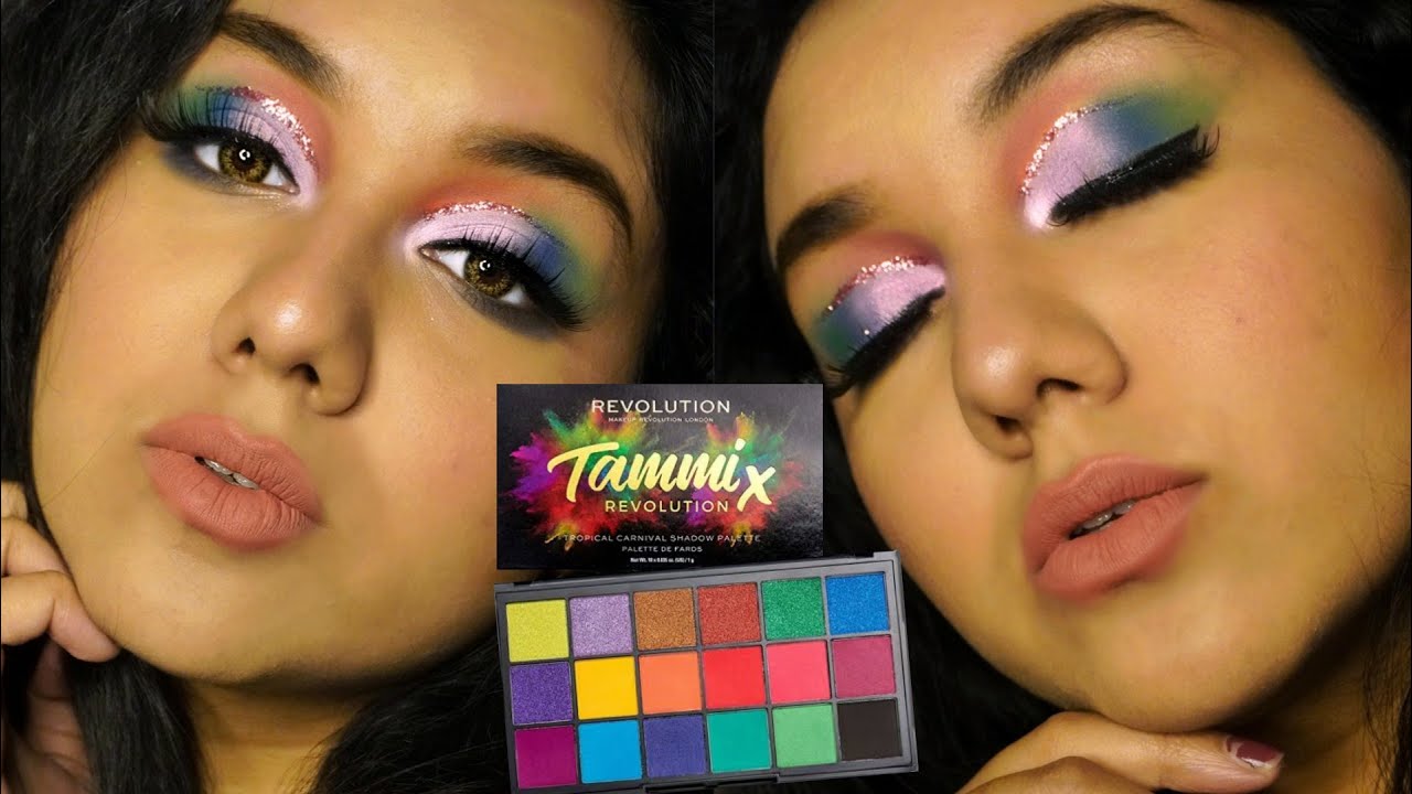 MAKEUP REVOLUTION X TAMMI TROPICAL CARNIVAL EYESHADOW PALETTE \First Impression SWATCHES +TUTORIAL