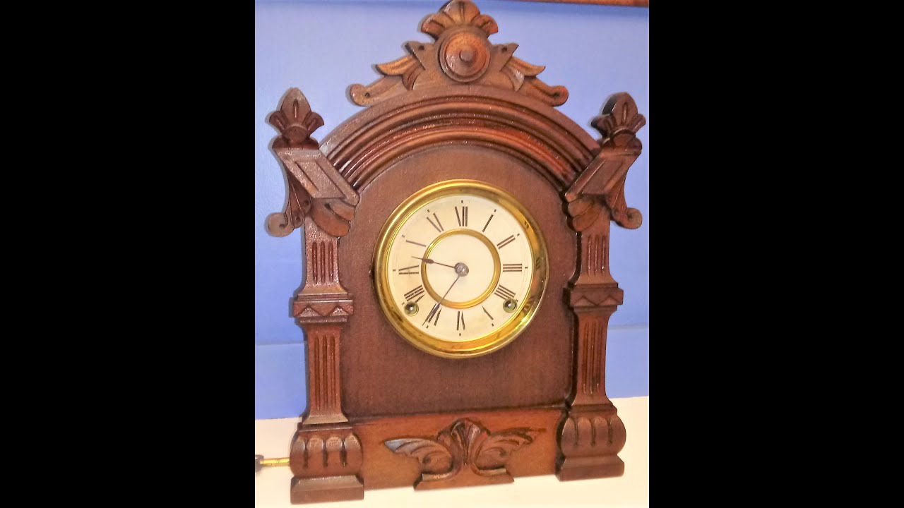 Detailed look at an Ansonia Trieste Mantel Clock Walnut Eastlake
