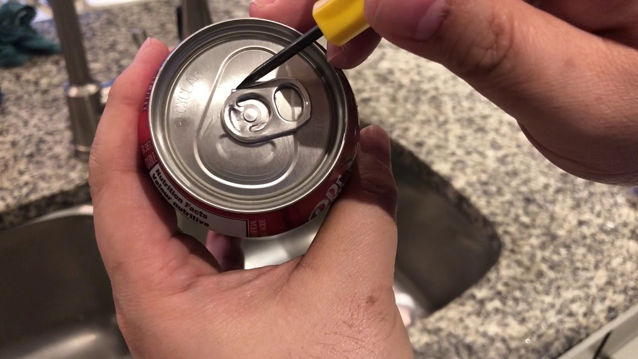 How To Empty Soda Cans With Hidden Hole. (Air-Filled Cans) Pop Can Collecting