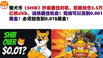 柴犬币 SHIB 抄底最佳时机 巨鲸加仓3 5万亿枚shib 进场最佳机会 短线可以涨到0 001美金 必须加仓到0 01 美金 Shib币 柴犬币 屎币行情分析 