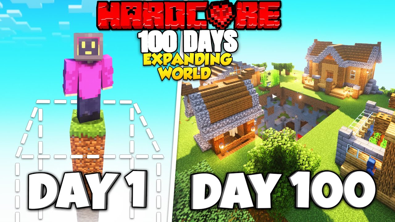 I Survived 100 Days In An EXPANDING World In Hardcore Minecraft!