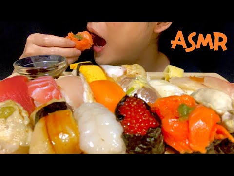 【ASMR/咀嚼音/忙しい人用】お寿司 マグロ サーモン 海老 | Sushi tuna salmon udang | Eating sounds | MUKBANG | 大食い | 飯テロ