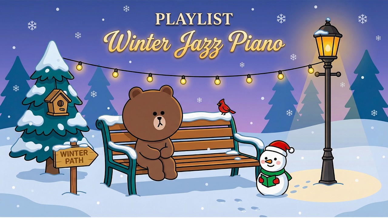 [Playlist] 눈 내리는 벤치에서 잠시 머무는 밤 ❄️🌙 Winter Cozy Jazz Piano for a Day
