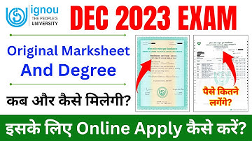 DEC 2023 Exam की Original Marksheet & Degree कब और कैसे मिलेगी? | IGNOU Marksheet Apply Online 2024