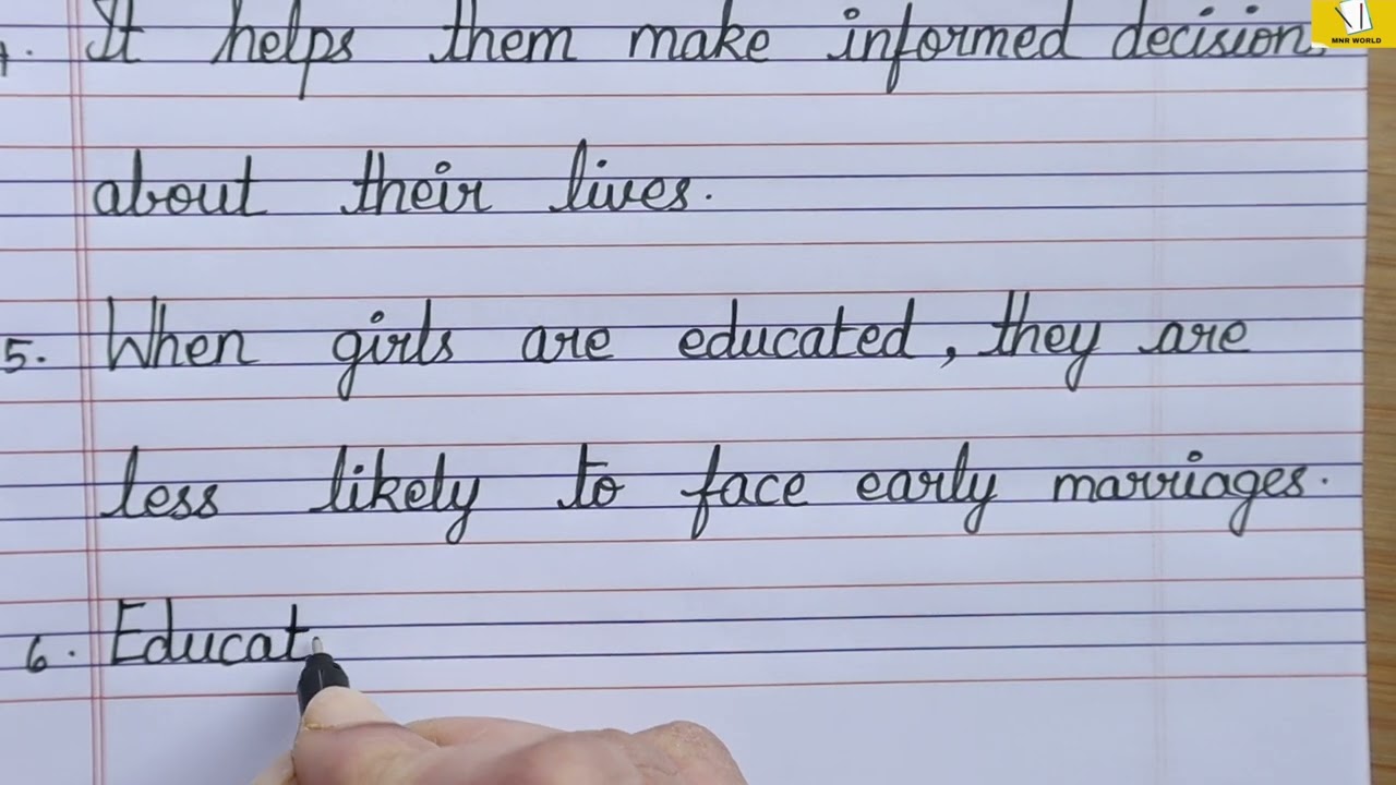 10 Lines On Girl Education / Neat and Clean Cursive Handwriting / For Beginners / English / 