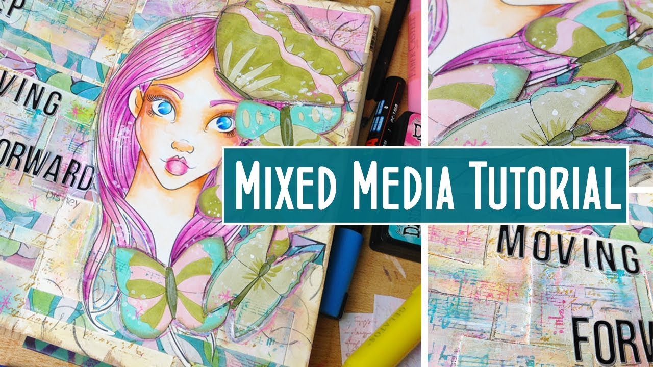 Gelatos, Inks and Digital Stamps - Mixed Media Art Journal Page ...