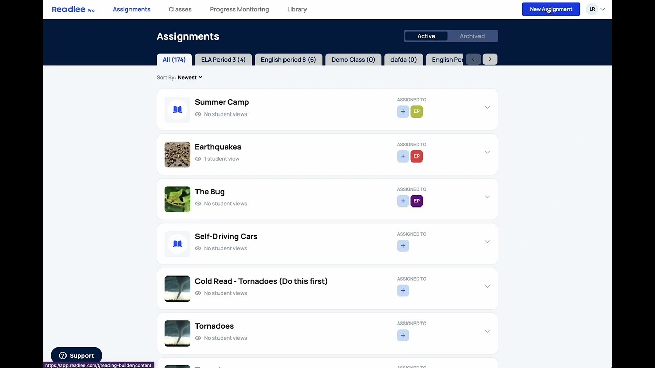 Creating an Assignment on Readlee