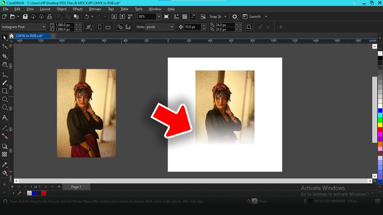 В CorelDraw можно плавно затушевать изображение с прозрачным фоном.