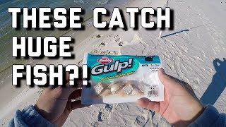 HUGE Redfish on Gulp Sandfleas!! - Surf Fishing Alabama Gulf Coast